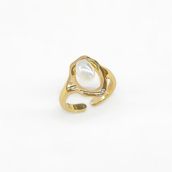 Gold Pearl Open Ring